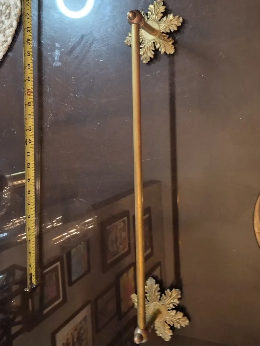 Solid Brass Display Rod With Brass Leafs Vintage